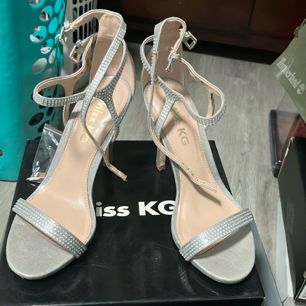 Miss KG Silver Stiletto Heels with Minimalist Design